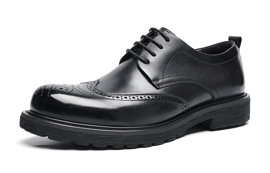C°BANNER Business Brogue 'Black Carving Men's Leather Shoes' 圖 3