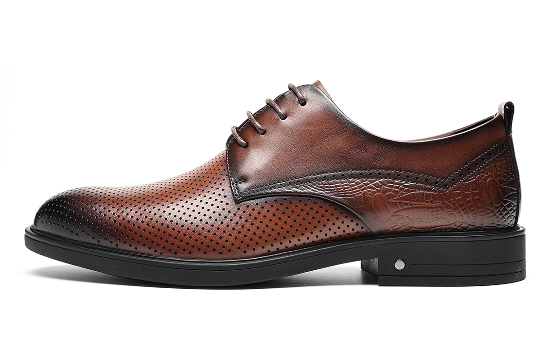 C°BANNER Business Casual Perforated Dress Shoe 'Brown Leather'