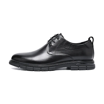 C°BANNER Business Dress Leather Shoes 'Black Round Toe Soft Sole'