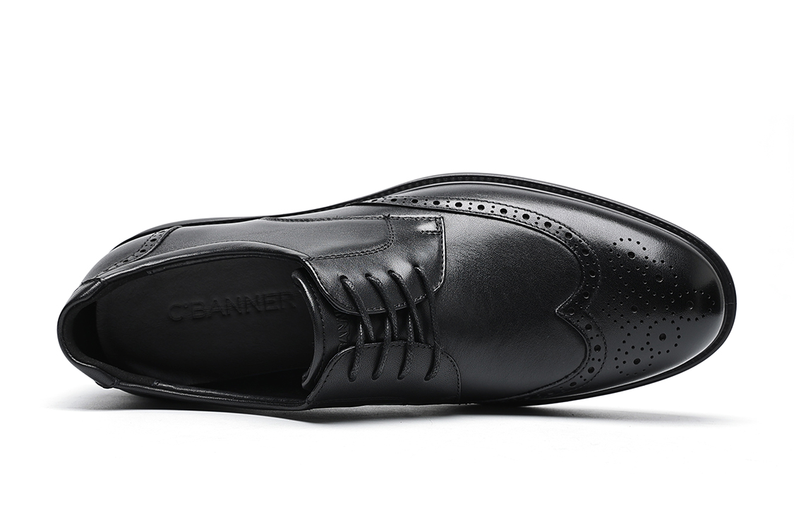 Shop 千百度C°BANNER 皮鞋男布洛克雕紋休閒男鞋 黑色