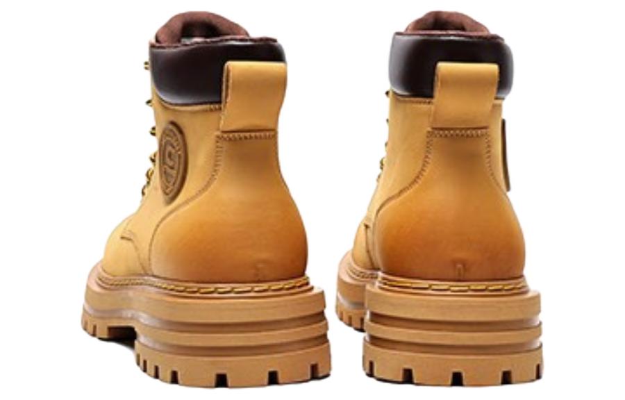 Shop C°BANNER Double-Layer Leather Retro Fashion Ankle Martin Boots 'Yellow' C0623813M18