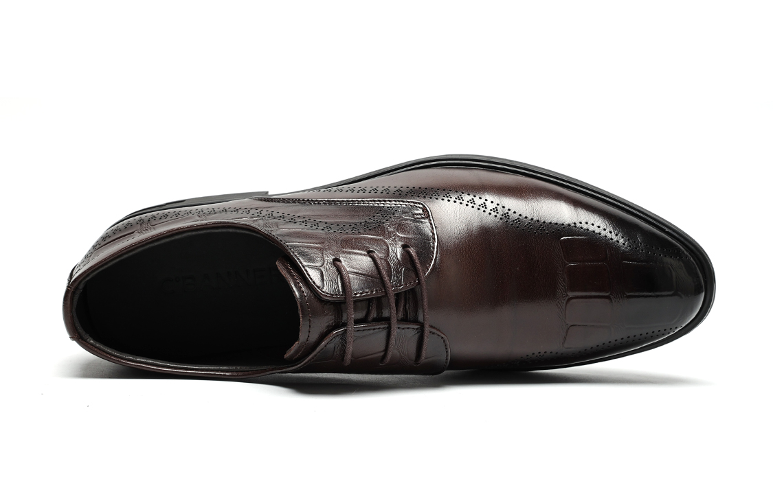 C°BANNER Dress Embossed Leather Shoes 'Brown Business' 圖 4