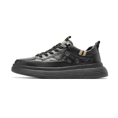 C°BANNER Fashion Round Toe Low-Top Sneakers 'Black Lace-Up'