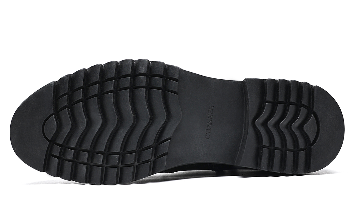 Purchase C°BANNER First Layer Cowhide Side Zipper Plus Velvet Warm Short Boots 'Black' C7714884MF01