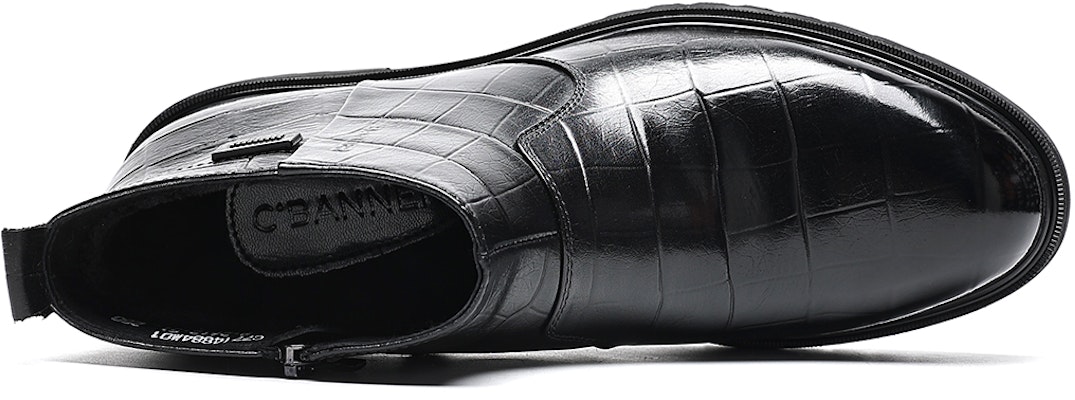 C°BANNER First Layer Cowhide Side Zipper Plus Velvet Warm Short Boots 'Black' C7714884MF01 1