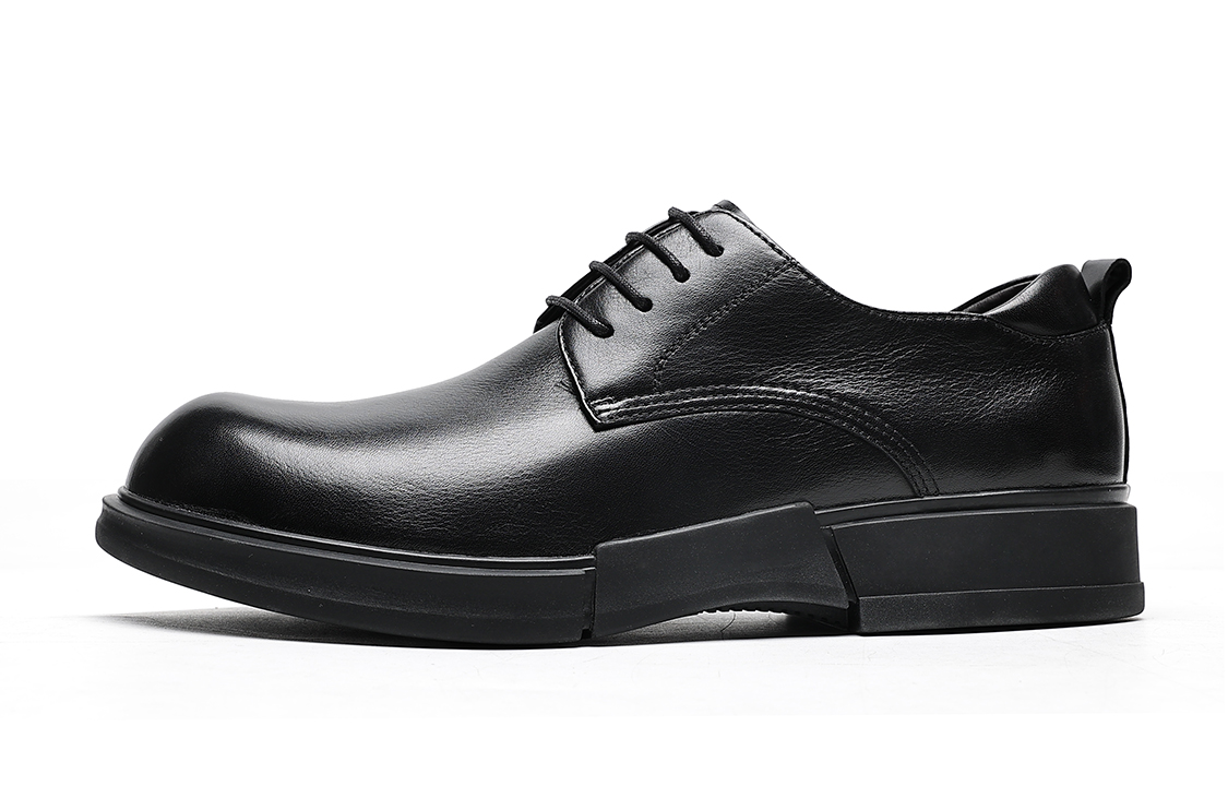 C°BANNER Large Head Lace-Up Casual Business Formal Leather Shoes 'Black' C1521001D01