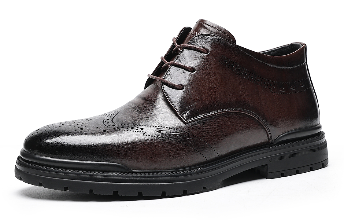 C°BANNER Leather Fleece-Lined Warm Casual Business Dress Shoes 'Brown' 圖 3