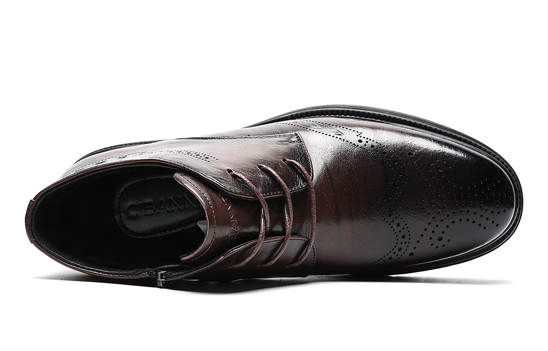 C°BANNER Leather Fleece-Lined Warm Casual Business Dress Shoes 'Brown' 圖 4