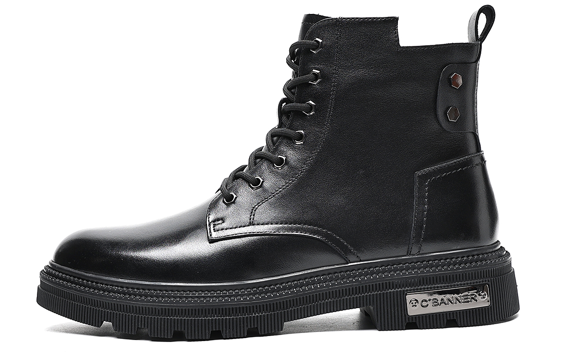 C°BANNER Leather Fleece-Lined Warm Martin Boots 'Black'