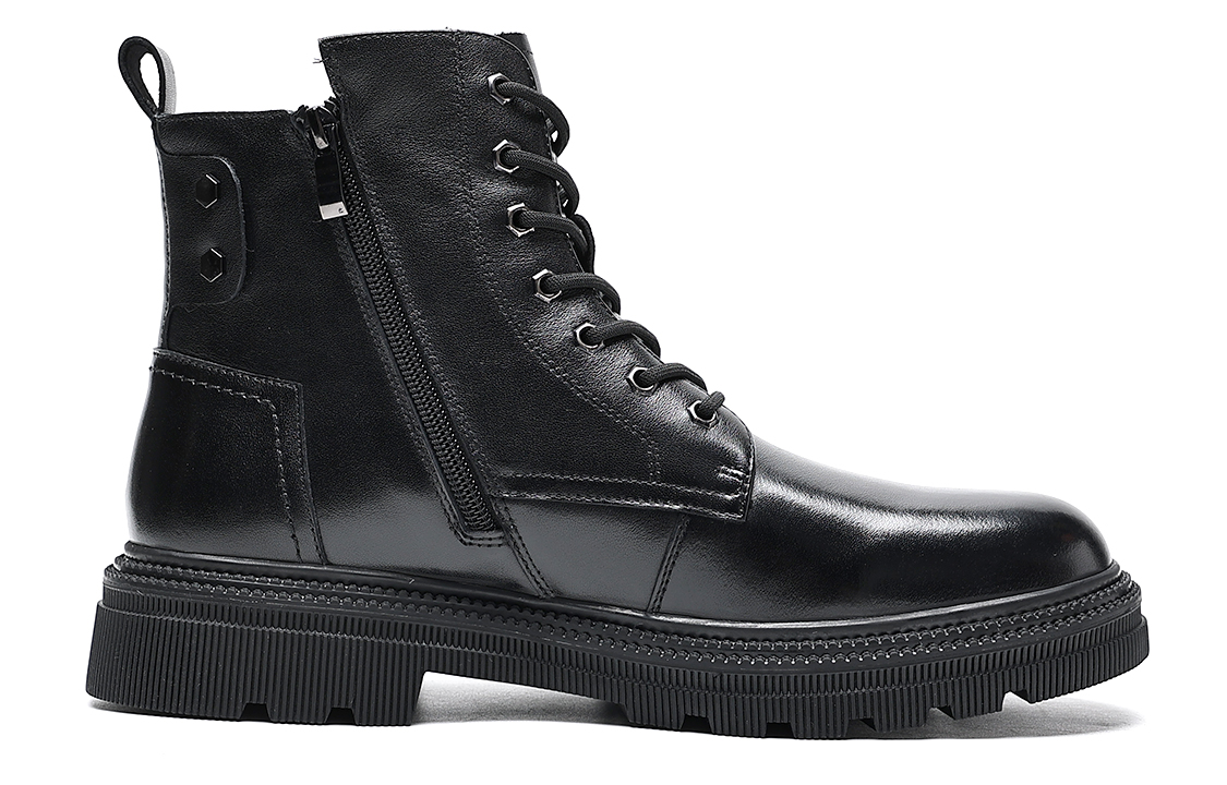 C°BANNER Leather Fleece-Lined Warm Martin Boots 'Black' 圖 2