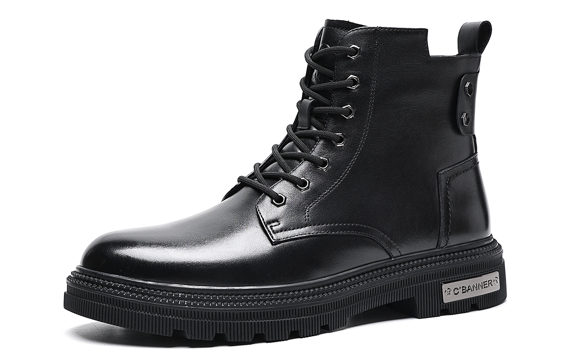 C°BANNER Leather Fleece-Lined Warm Martin Boots 'Black' 圖 3