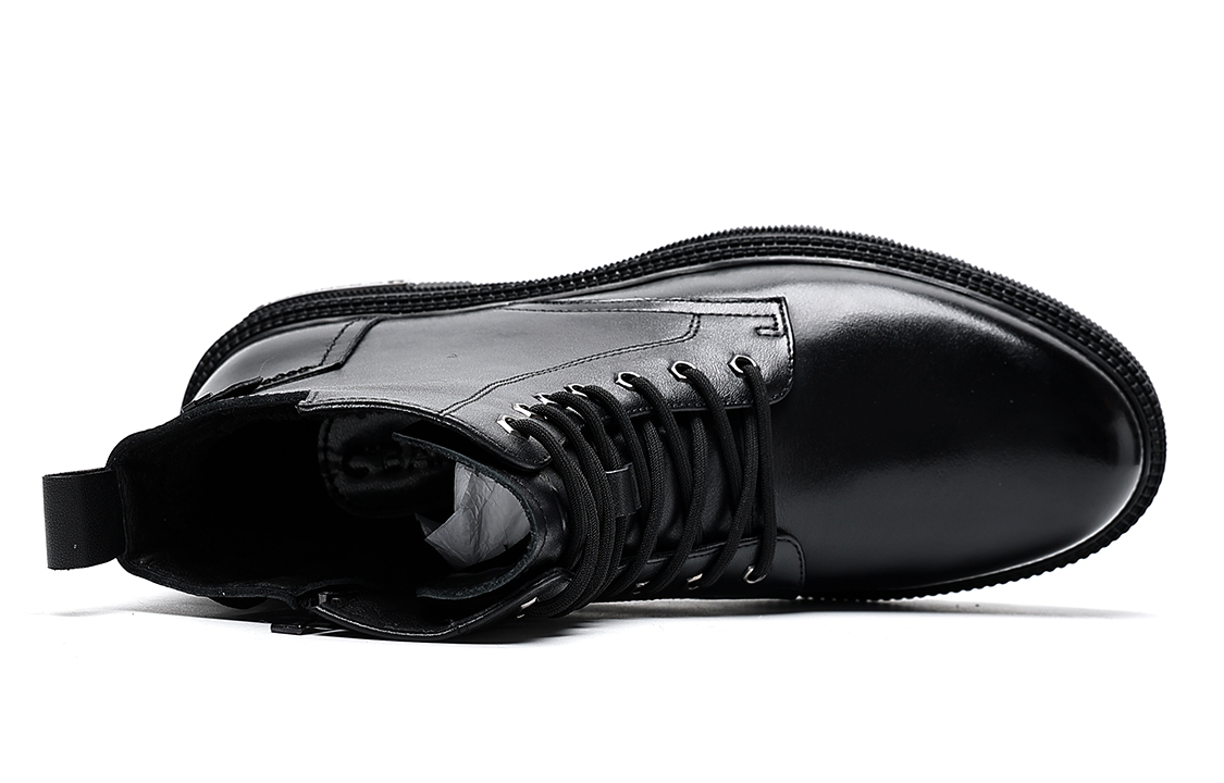 C°BANNER Leather Fleece-Lined Warm Martin Boots 'Black' 圖 4