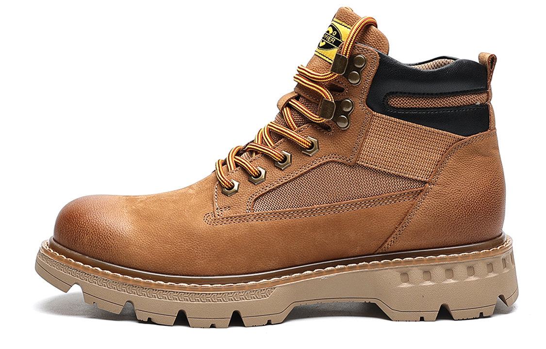 C°BANNER Leather Fleece-Lined Warm Round-Toe Outdoor Boots 'Yellow' C0613378XZ18M
