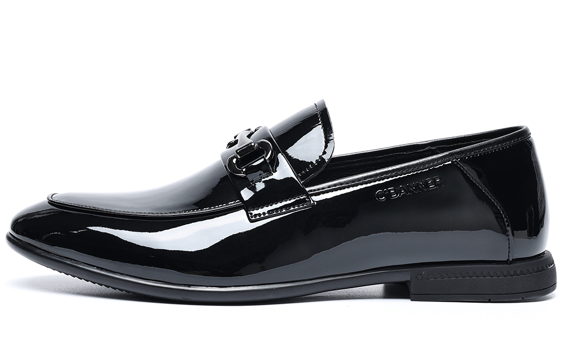 C°BANNER Leather Glossy Slip-On Dress Shoe 'Black'
