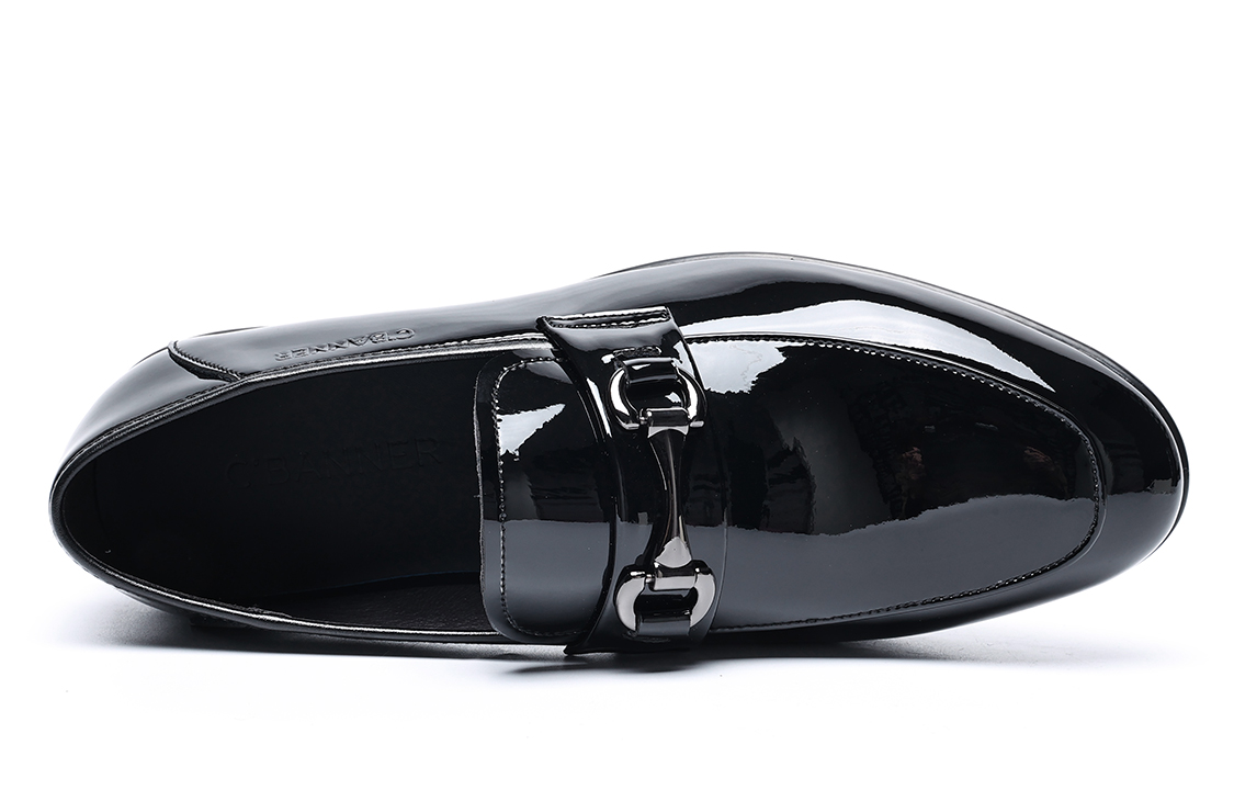 C°BANNER Leather Glossy Slip-On Dress Shoe 'Black' 圖 4