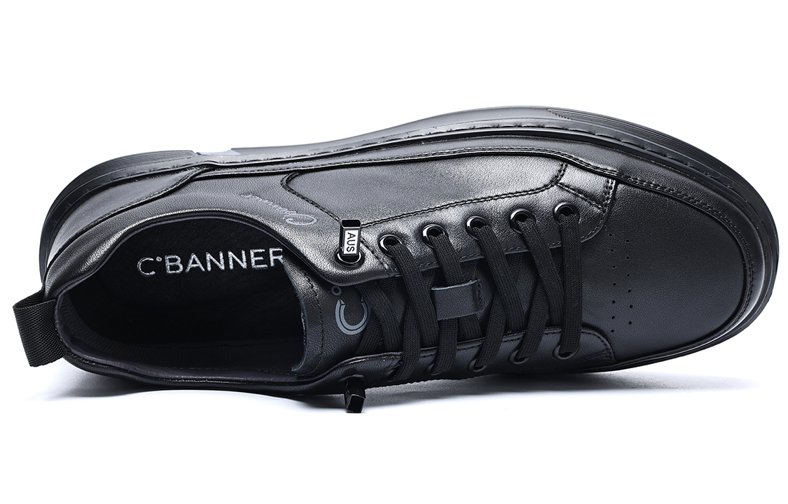 C°BANNER Leather Low-Top Sneakers 'Black' 圖 4