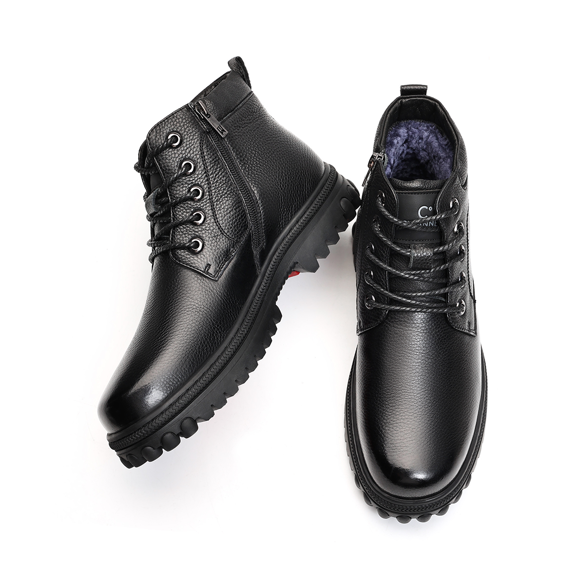 Shop C°BANNER Leather Martin Ankle Boots 'Black Warm Lined' J77M1106101