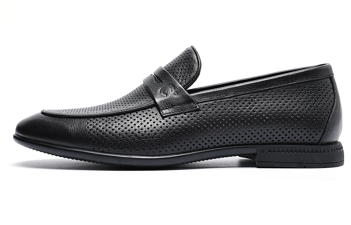 C°BANNER Leather Perforated Dress Shoes 'Black'