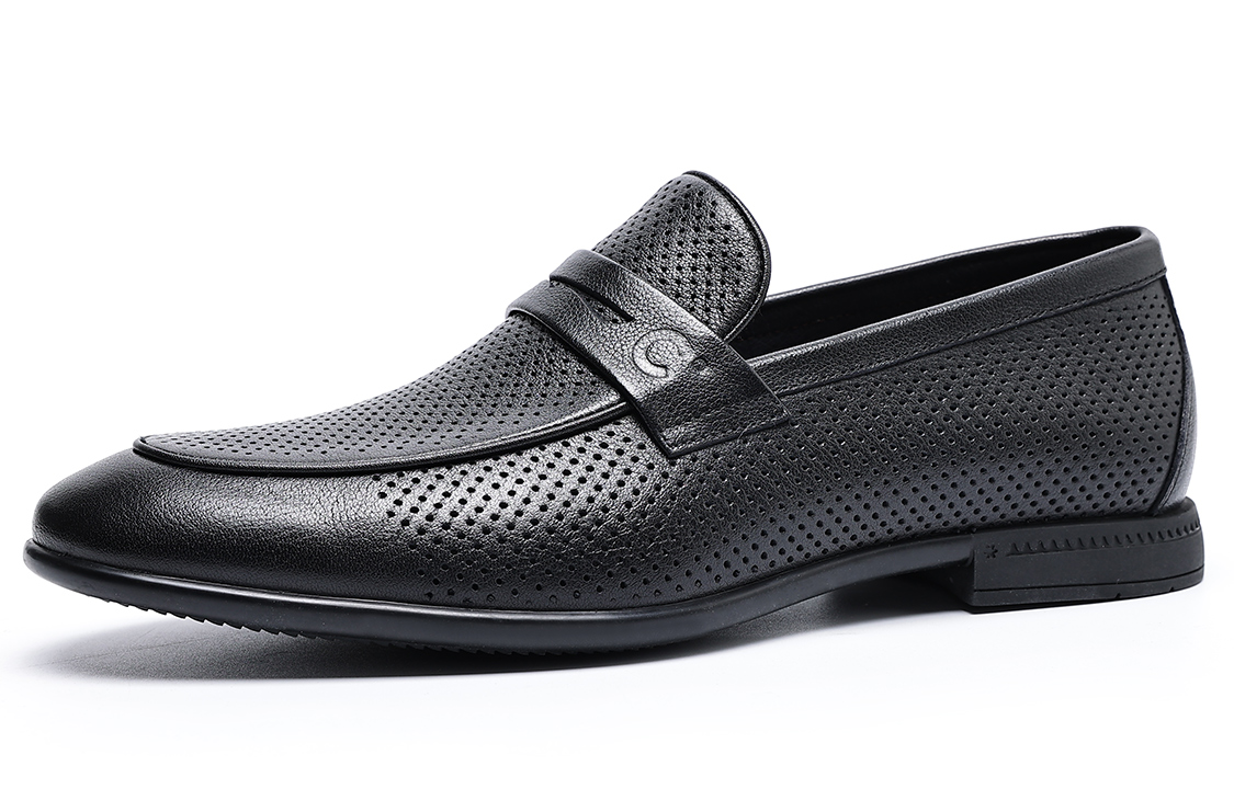 C°BANNER Leather Perforated Dress Shoes 'Black' 圖 2