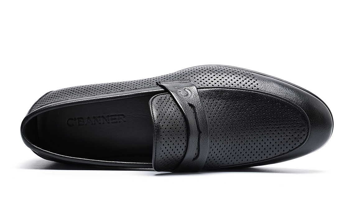 C°BANNER Leather Perforated Dress Shoes 'Black' 圖 4