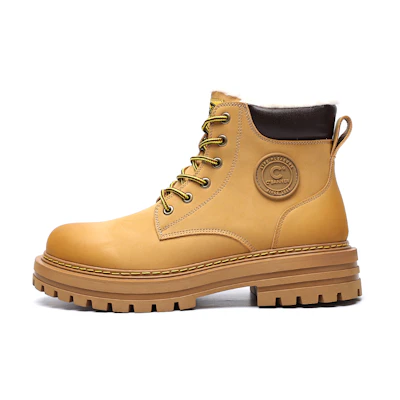 C°BANNER Leather Retro Fleece-Lined Marten Boots 'Yellow'