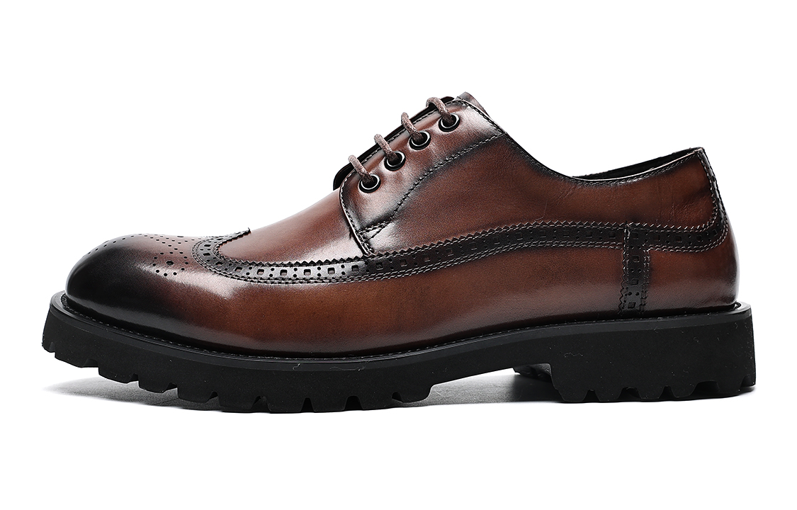 C°BANNER Leather Round Toe Business Dress Shoes 'Brown'