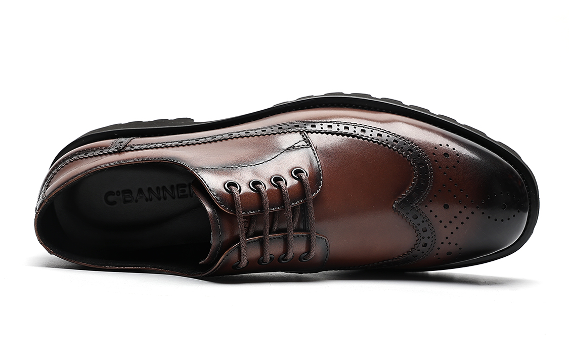 C°BANNER Leather Round Toe Business Dress Shoes 'Brown' 圖 4