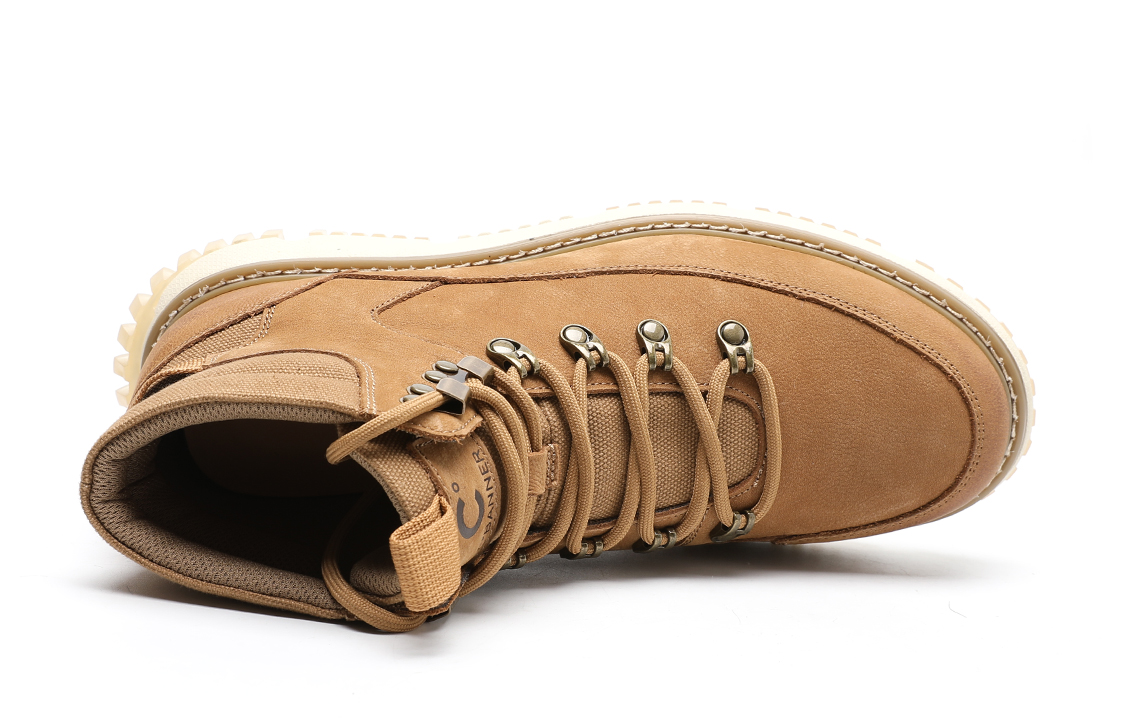 Shop 千百度C°BANNER 牛皮革 潮流時尚厚底綁帶 短靴 男款 黃色