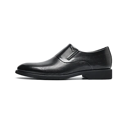 C°BANNER Low-Top Perforated Business Dress Shoes 'Black Leather'