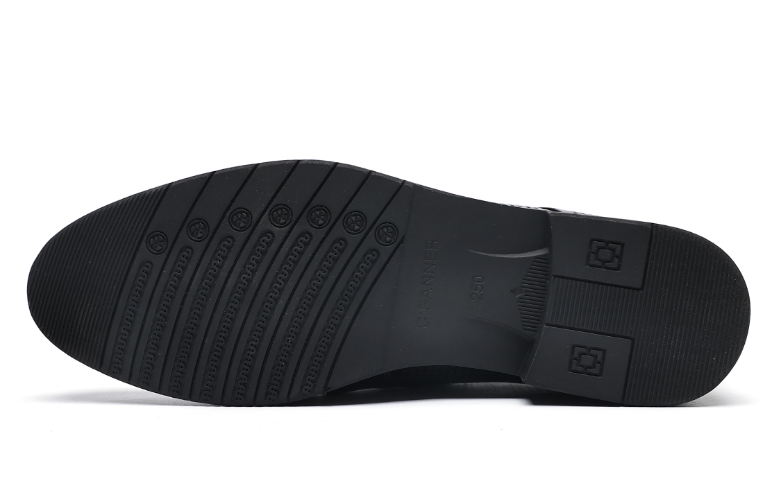 C°BANNER Low-Top Perforated Business Dress Shoes 'Black Leather' 圖 5