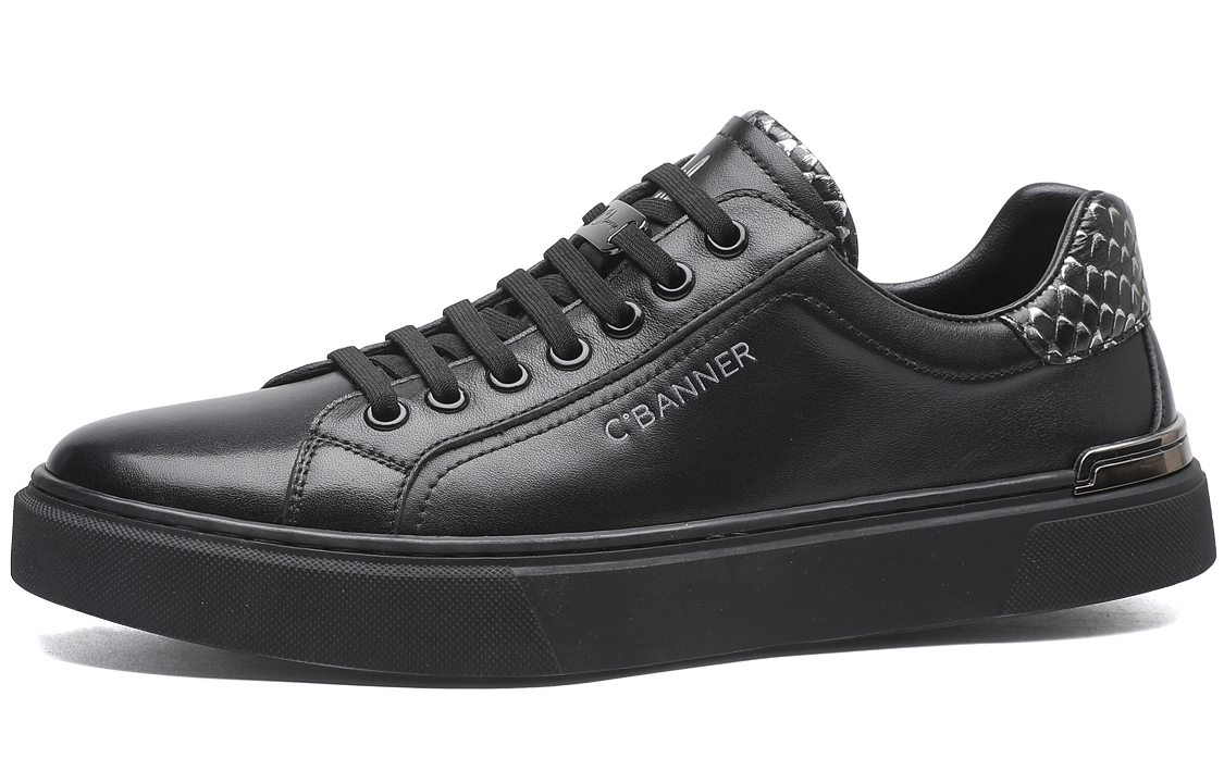 Order 千百度C°BANNER 頭層牛皮 舒適潮流 低幫 板鞋 男款 黑色