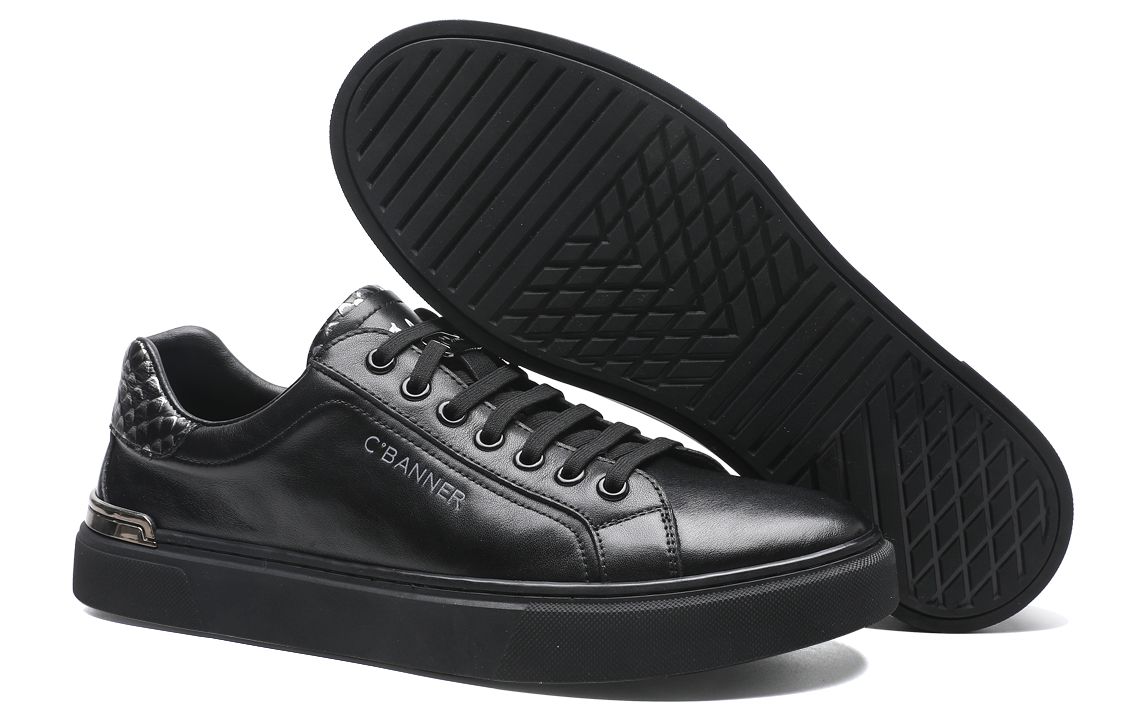 Shop 千百度C°BANNER 頭層牛皮 舒適潮流 低幫 板鞋 男款 黑色