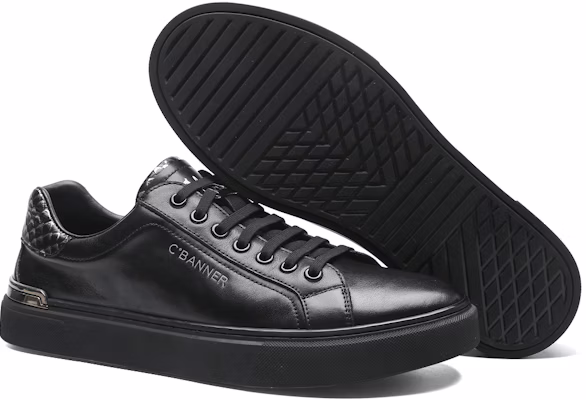 千百度C°BANNER 頭層牛皮 舒適潮流 低幫 板鞋 男款 黑色 Shop 千百度C°BANNER 頭層牛皮 舒適潮流 低幫 板鞋 男款 黑色