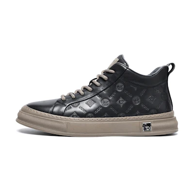 C°BANNER Mid-Top Leather Sneakers 'Black'
