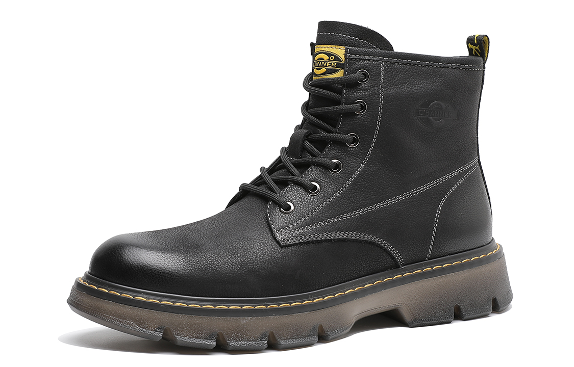 C°BANNER Retro Velvet Leather Side Zip Martin Boots 'Black' 圖 3