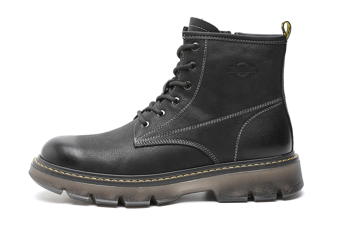 C°BANNER Retro Velvet Leather Side Zip Martin Boots 'Black' 圖 6