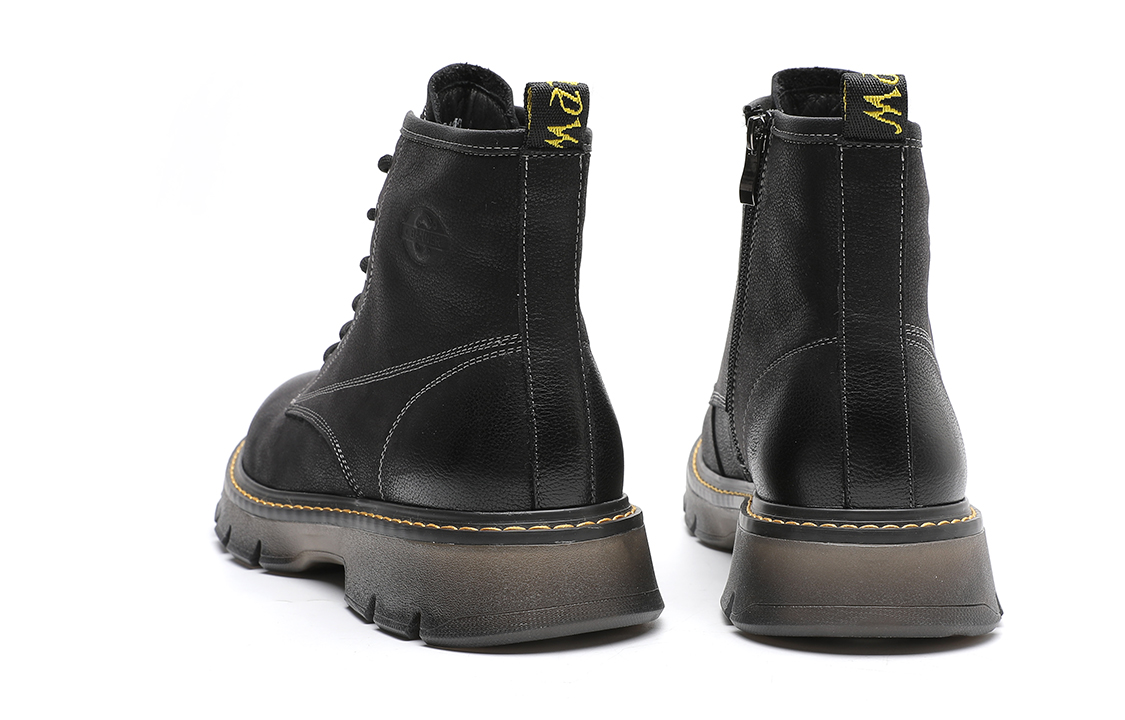 C°BANNER Retro Velvet Leather Side Zip Martin Boots 'Black' 圖 8