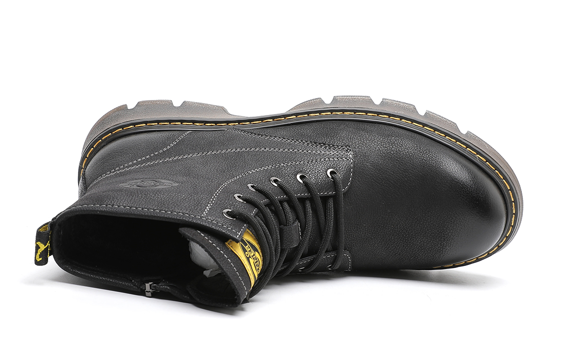 C°BANNER Retro Velvet Leather Side Zip Martin Boots 'Black' 圖 9