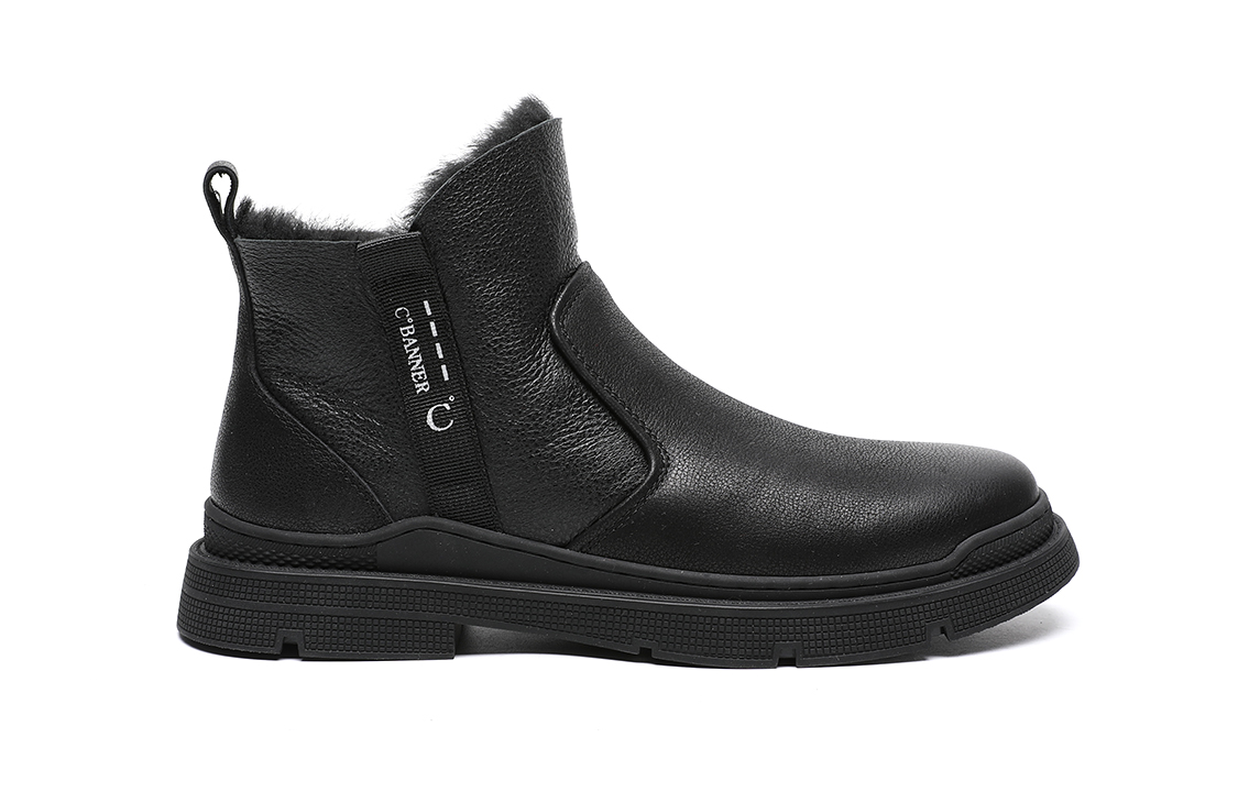 C°BANNER Short Boots 'Black Leather with Fleece Lining and Zipper' 圖 2
