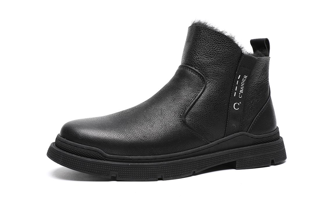 C°BANNER Short Boots 'Black Leather with Fleece Lining and Zipper' 圖 3