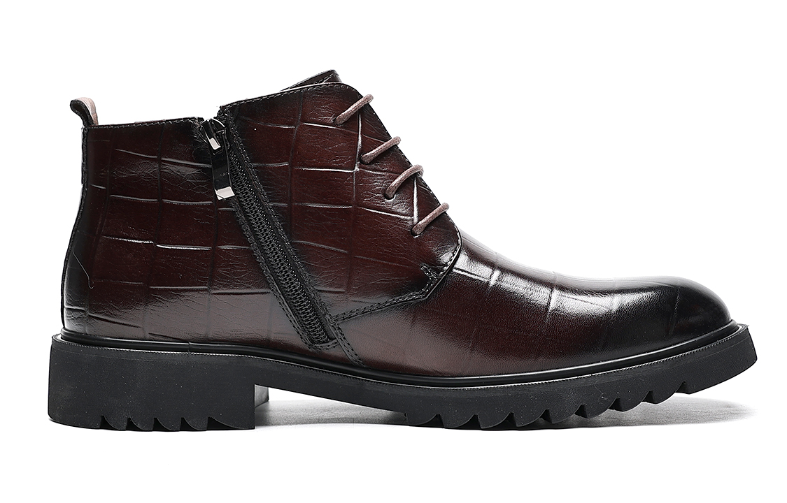 C°BANNER Short Boots 'Brown Leather with Side Zip Warm Lining' 圖 2