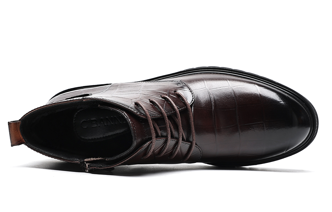 C°BANNER Short Boots 'Brown Leather with Side Zip Warm Lining' 圖 4