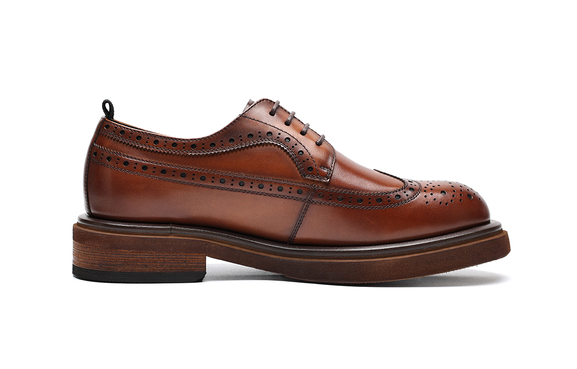 C°BANNER Thick Bottom Brogue Casual Business Leather Shoes 'Brown' 圖 2