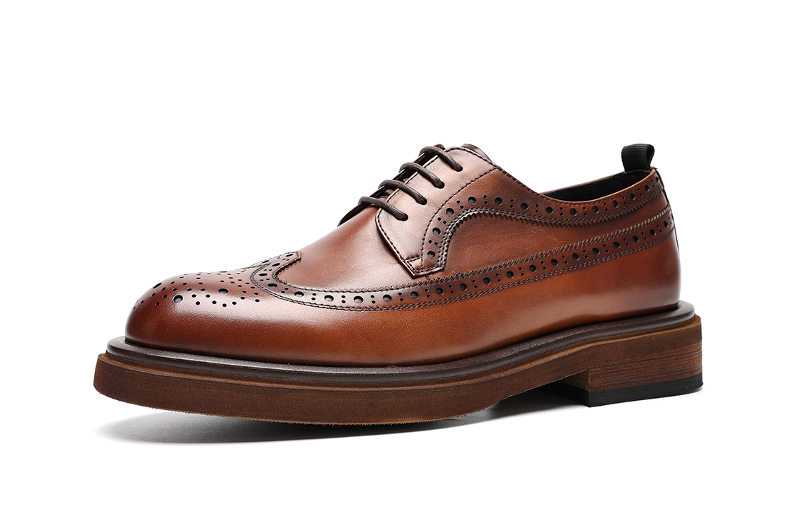 C°BANNER Thick Bottom Brogue Casual Business Leather Shoes 'Brown' 圖 3