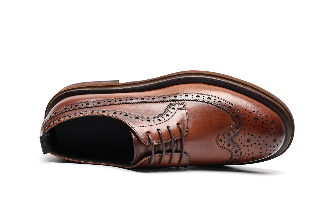 C°BANNER Thick Bottom Brogue Casual Business Leather Shoes 'Brown' 圖 4
