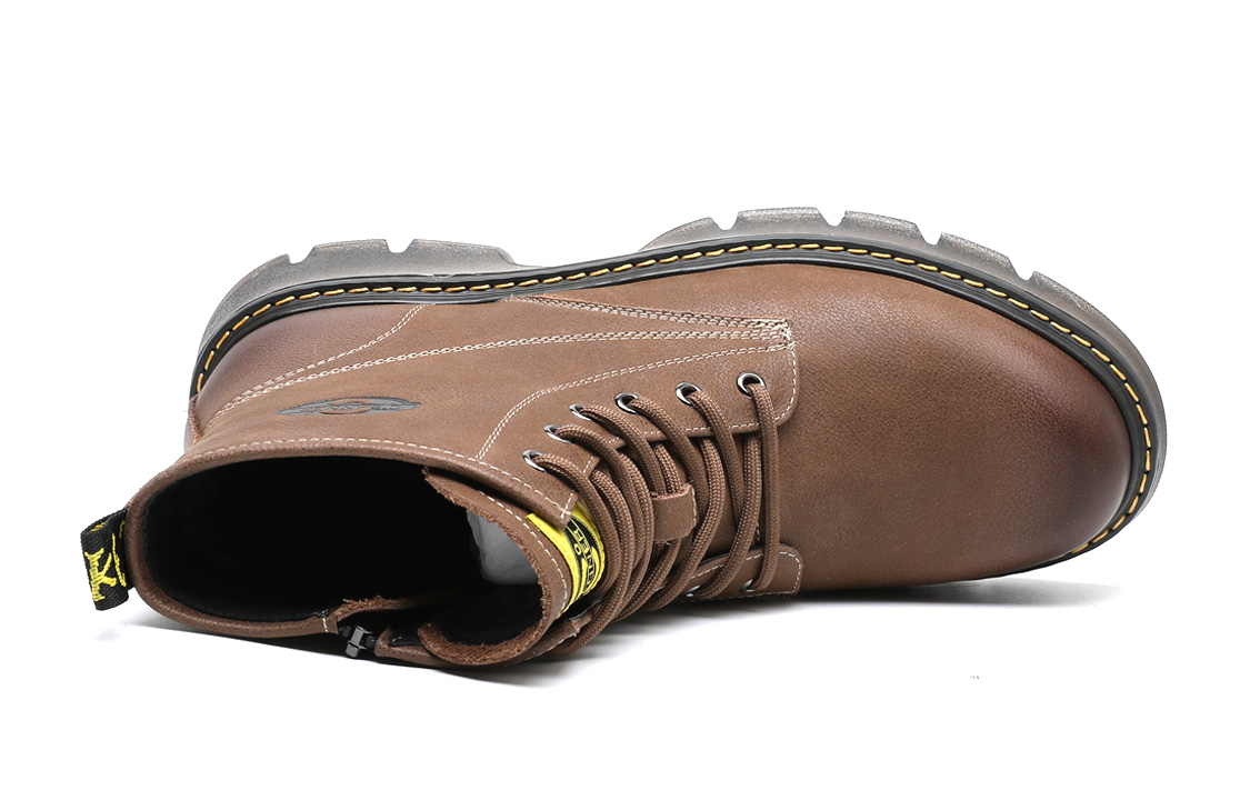 C°BANNER Vintage Plush Genuine Leather Work Martin Boots 'Brown Side-Zip' 圖 4