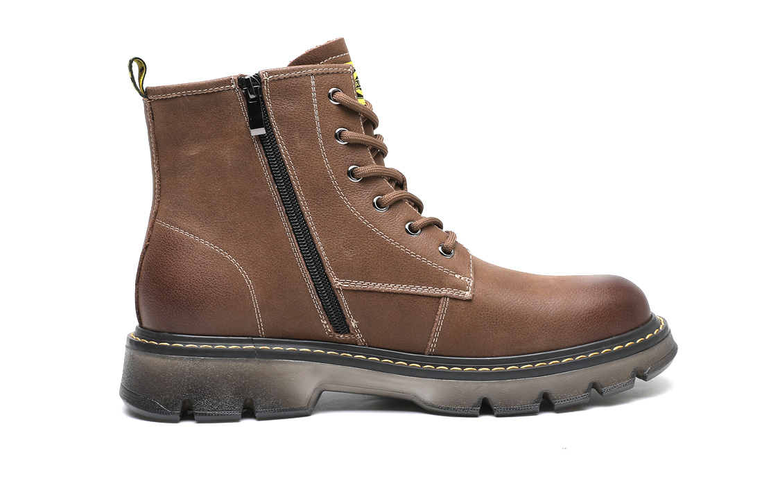 C°BANNER Vintage Plush Genuine Leather Work Martin Boots 'Brown Side-Zip' 圖 7