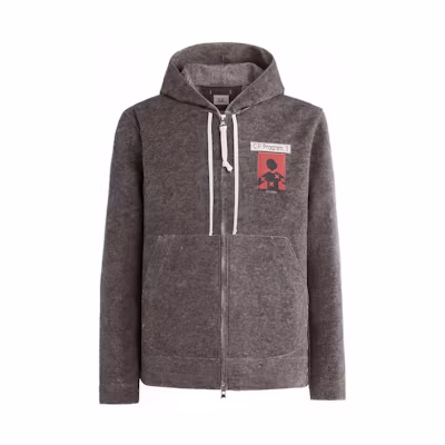 C.P. Company 3 Felt Hooded Overshirt Brown Logo Zip Hoodie Long Sleeve CMOS370A110018A360
