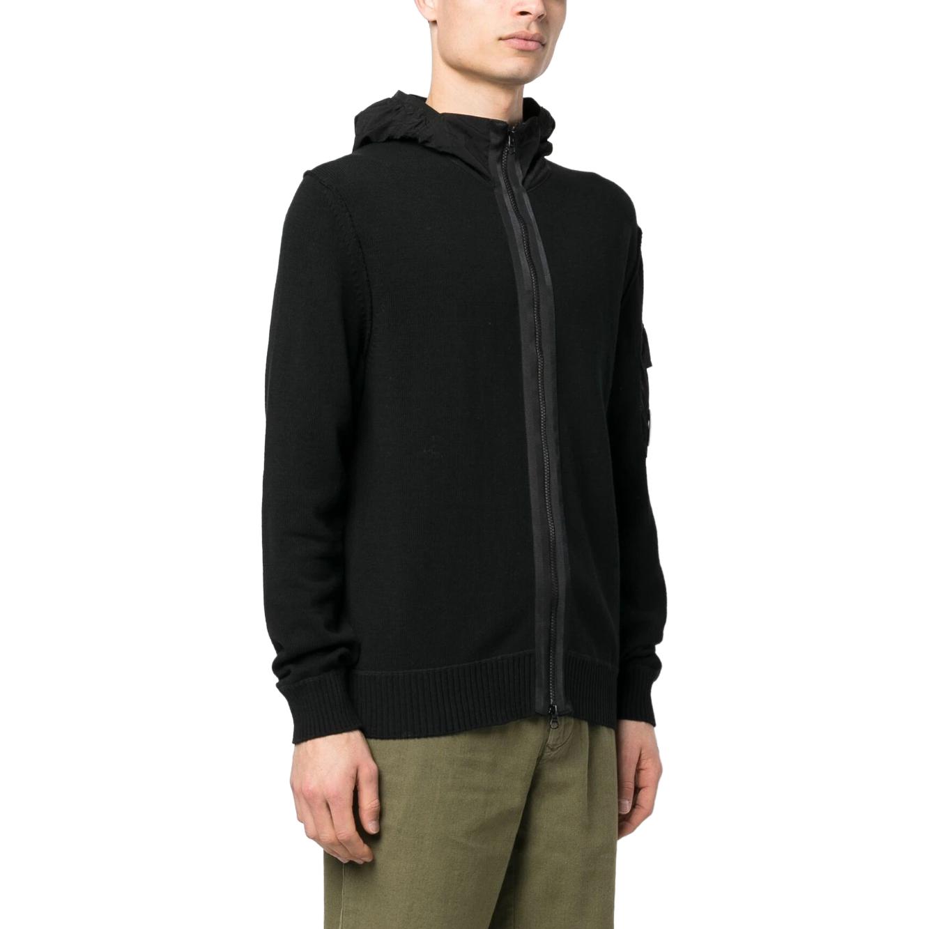 Purchase C.P. 컴퍼니 블랙 풀집 후드 재킷 롱슬리브 솔리드 핏 14CMKN185A005367M999