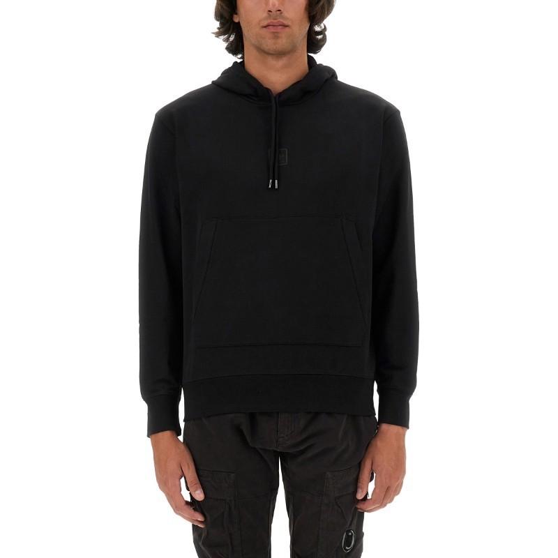 C.P. Company  Black Hoodie Pullover Solid Color Long Sleeve CLSS033A006452W999